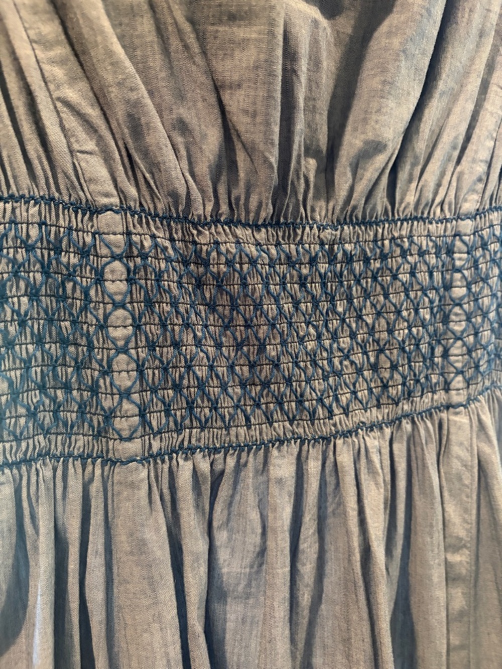 kate spade cotton blue sleeveless smocked-waist dress - Picture 5 of 6